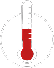 Thermometer illustration inside of circle showing medium temperature